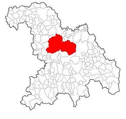 Mappa della provincia di Alessandria. In rosso l'area del comune di Alessandria